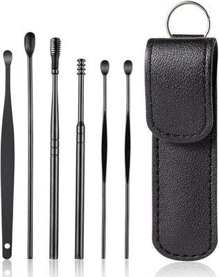FROXY CARTS Ear Wax Cleaning Tools Kit Set With Leather Pouch Spring Curette Earwax Remover