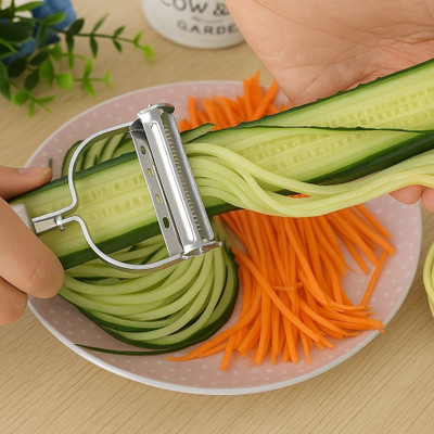 Ezzymart Stainless Steel Julienne Peeler Fruit Vegetable Shredder Slicer Double Y Shaped Peeler(Steel)
