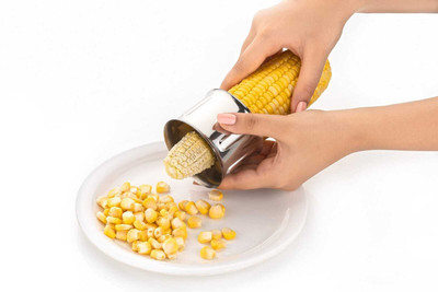 Ecodex Corn Cob Stripper Peeler Cutter Stripping Corn Kernels Remover Straight Peeler NA Peeler(Silver)