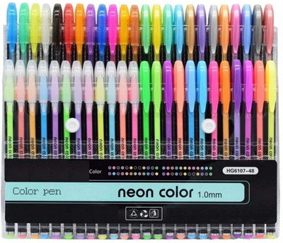 PW PENCILWALA Neon Gel Pens Gel Pen(Pack of 48, Ink Color - Multicolor)