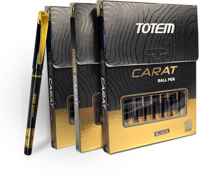 TOTEM Carat 30 Black Pens | 0.7 mm Tip | Smooth Writing | Office Stationery Ball Pen(Pack of 30, Ink Color - Black)