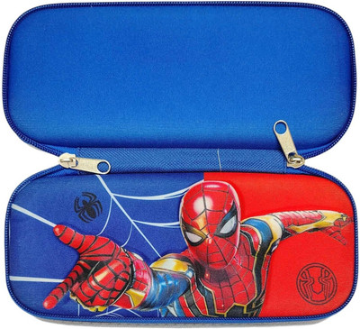 LIOGLOBAL Multipurpose Pencil Case Large Capacity Zip Pouch for Stationery Spiderman Print Art EVA Pencil Box(Set of 1, Blue, Red)