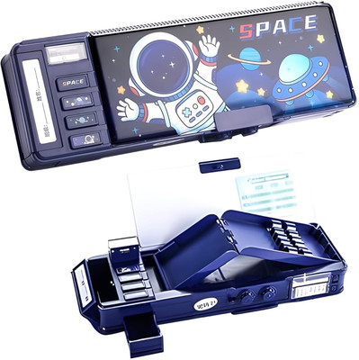 radhey preet Space Astronaut Password Lock Both Side & More Storage Spacious Pencil Box For Kids, Students their Daily Uses, Empty Box, RP1359 Art Plastic Pencil Box(Set of 1, Blue)