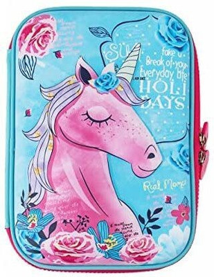 luzzo Unicorn Pouch Unicorn Art EVA Pencil Box(Set of 1, Blue)