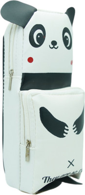 S.N. Collection pencil pouch/case panda designed Art Artificial Leather Pencil Box(Set of 1, White, Black)