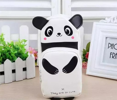 Ayushman Enterprise Pencil Pouch/Box 2 Zipper Pockets panda shape Art Artificial Leather Pencil Boxes(Set of 1, White)
