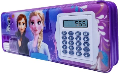 Parseed Multipurpose Pencil Box with Calculator & Dual Sharpener for school kids Doreamon, Frozen Princess, Barbie Art Plastic Pencil Box(Set of 1, Purple)