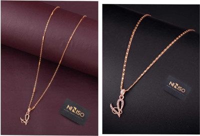 NINISO Heart Shape Alphabet Letter V Rhodium Cubic Zirconia Alloy Locket Set