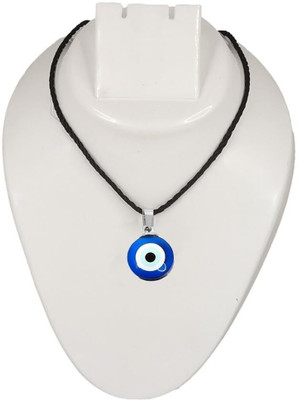 ROOTWAVE Dual Side Blue Evil Eyes Nazar Suraksha Kavach Pendant Locket with Cotton Dori Silver Glass Pendant