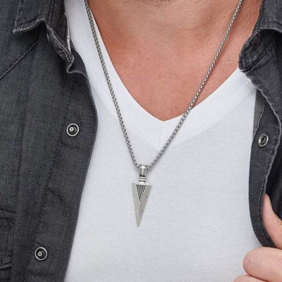 m a enterprises Stylish Arrowhead Necklace Viking Warrior Spear Head Pendant for Men and Boys Sterling Silver Alloy, Stainless Steel Pendant