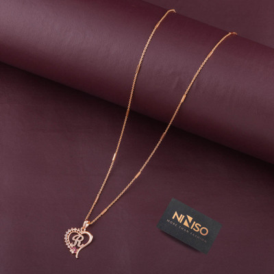 NINISO Heart Shape Alphabet Letter R Rhodium Cubic Zirconia Alloy Pendant Set
