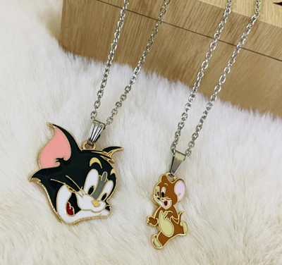 kripalu Tom and Jerry Couple Pendant/Necklace for Lovers Silver Alloy Pendant Set