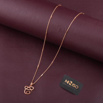 NINISO Alphabet Letter C Rhodium Cubic Zirconia Alloy Locket Set
