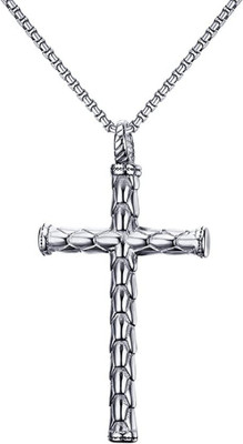 JS Enterprises Christian Jesus Holy Cross Pendant/ Locket for Men and Women Silver Stainless Steel Pendant