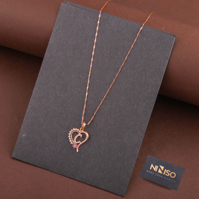 NINISO Heart Shape Alphabet Letter C Rhodium Cubic Zirconia Alloy Locket Set