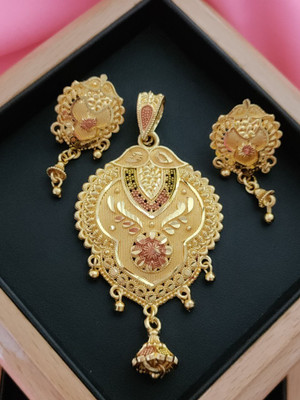 Univers Fashion Trends Gold-plated Agate Brass Pendant Set