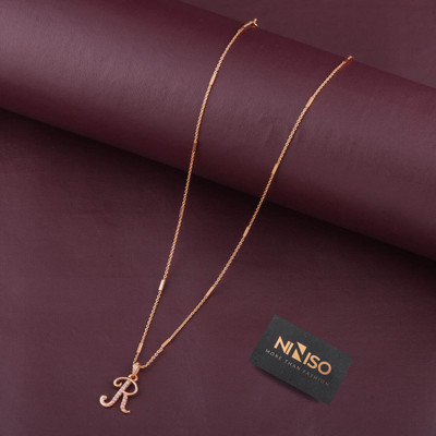 NINISO Alphabet Letter R Rhodium Cubic Zirconia Alloy Pendant Set