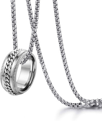 P R Production Radium Ring for Men and Women Biker/Partywear Personality Locket-combo Silver Alloy Pendant