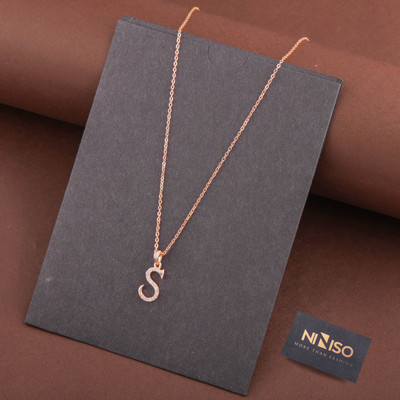 NINISO Alphabet Letter S Rhodium Cubic Zirconia Alloy Locket Set