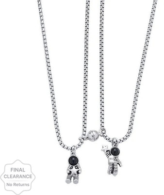 Diivine Hindu Couples Matching Spaceman Pendant Necklace Magnetic Astronaut Promise pendants. Stainless Steel Pendant Set