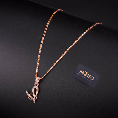 NINISO Alphabet Letter V Rhodium Cubic Zirconia Alloy Locket Set