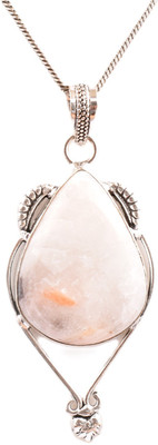 AAR Jewels Gemstone Pendant Necklace Rhodium Agate Alloy Pendant