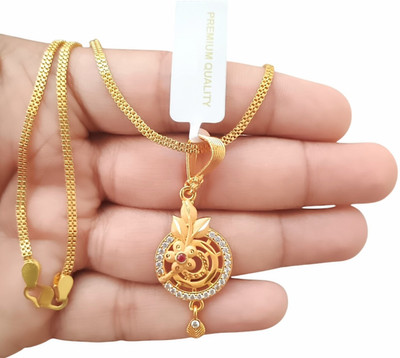 SAPNAPALACE GOLD Dimond pendant with chain Gold-plated Brass Pendant