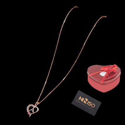 NINISO Heart Shape Alphabet 'A' Valentine Special Pendant Propose Wedding Anniversary Rhodium Cubic Zirconia Alloy Locket Set