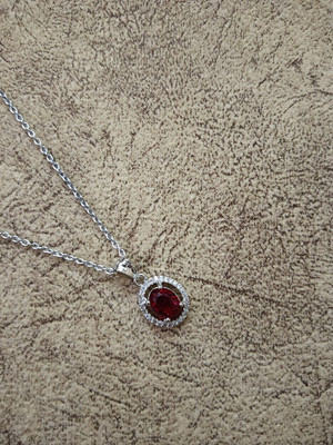 zebisco Stylish Red Circle Shape Crystal Stone Pendant Locket for Women Crystal, Cubic Zirconia, Diamond Alloy Locket