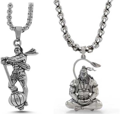 AVITAJEWLLERS Hanuman Ji In Ram Smriti Bajrangbali & Hanuman Ji Sankat Mochan Stainless Steel Locket Set