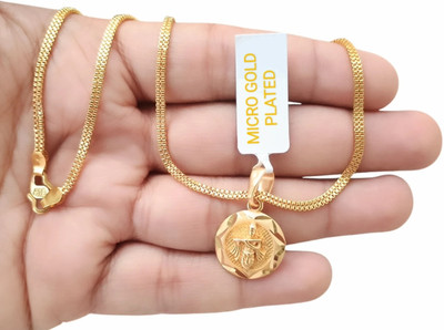SAPNAPALACE KRISHNA GOLD PENDANT WITH 2 LINE CHAIN Gold-plated Brass Pendant Set