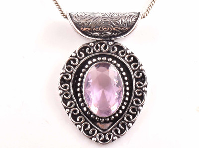 AAR Jewels Gemstone Pendant Necklace Rhodium Quartz Alloy Pendant