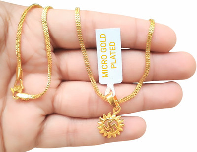SAPNAPALACE SWATIK GOLD TINY PENDANT WITH GOLD CHAIN Gold-plated Brass Pendant Set