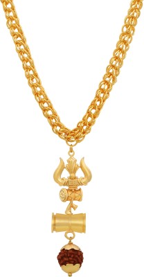 Charms Trishul Inspired Panch Mukhi Rudraksh With Chain Gold-plated Alloy