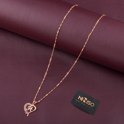 NINISO Heart Shape Alphabet Letter H Rhodium Cubic Zirconia Alloy Pendant Set