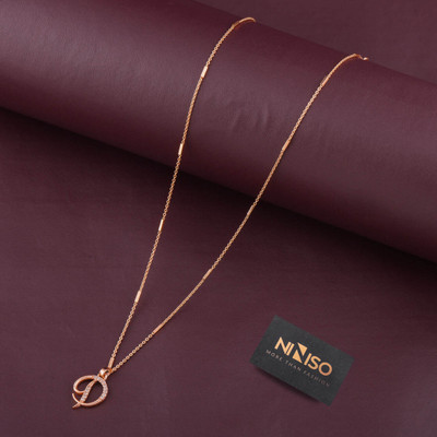 NINISO Alphabet Letter D Rhodium Cubic Zirconia Alloy Pendant Set