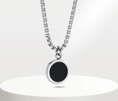 ROOTWAVE Hip Hop Mens Jewellery Silver Black Geometric Circle Shape locket Pendant Silver Stainless Steel Pendant