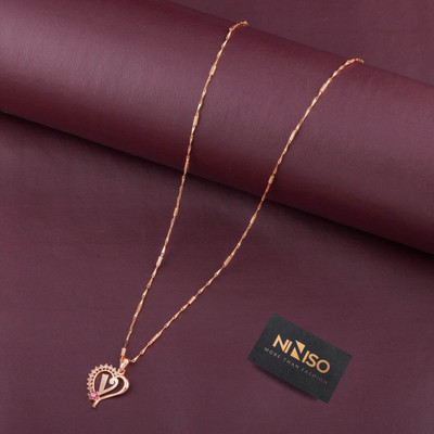 NINISO Heart Shape Alphabet Letter V Rhodium Cubic Zirconia Alloy Locket Set