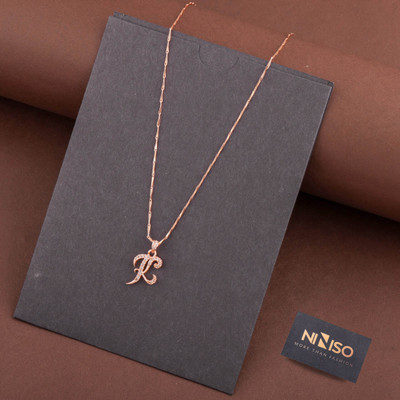 NINISO Alphabet Letter K Rhodium Cubic Zirconia Alloy Locket Set