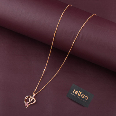 NINISO Heart Shape Alphabet Letter Y Rhodium Cubic Zirconia Alloy Pendant Set
