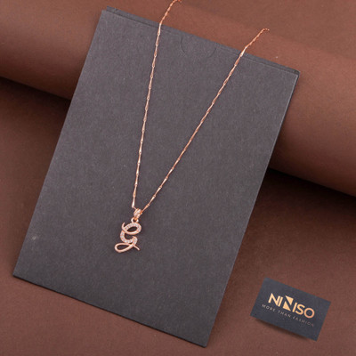 NINISO Alphabet Letter G Rhodium Cubic Zirconia Alloy Locket Set