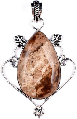 AAR Jewels Gemstone Pendant Necklace Rhodium Malachite Alloy Pendant