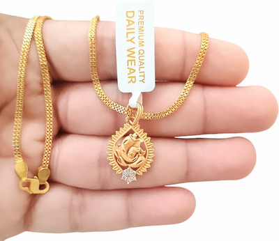 SAPNAPALACE Lord Ganesha DiamondS Charm WITH GOLD CHAIN Gold-plated Brass Pendant