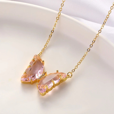 AVR JEWELS Stylish Pink Necklace For Women and Girls Pendants & Lockets Gold-plated Crystal Alloy Pendant