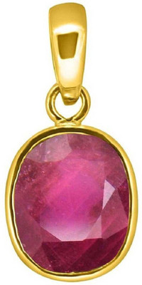 TODANI JEMS Ruby Pendant Natural Manik Stone 6.25 carat stone Lab certified & Astrological Gold-plated Ruby Stone