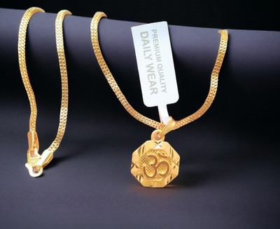DIVS FASHION OM PEANDANT WITH GOLD PLATED CHAIN Gold-plated Brass Pendant