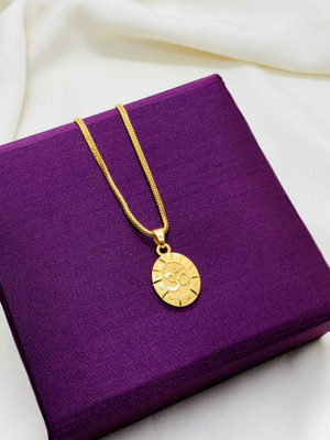 Nakrani Sales One Gram Gold Plated Fancy Om Pendant Chain Gold-plated Brass Pendant Set