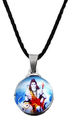 zebisco Lord Religious Shiva Shankar Mahadev & Durga Maa/Sherawali Mata Locket with Dori Glass Locket