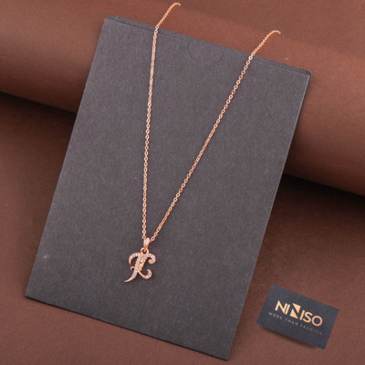 NINISO Alphabet Letter K Rhodium Cubic Zirconia Alloy Locket Set