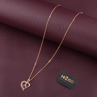 NINISO Heart Shape Alphabet Letter A Rhodium Cubic Zirconia Alloy Locket Set
